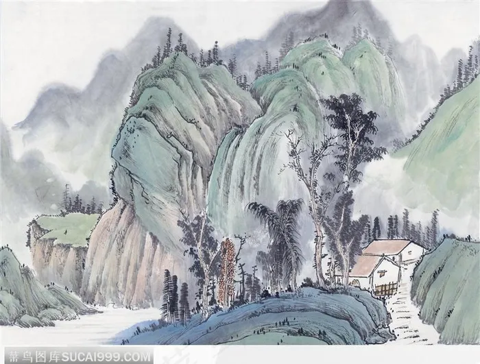 高山雨雾图