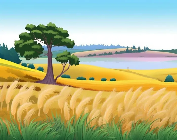 小麦山水背景(1232x976)