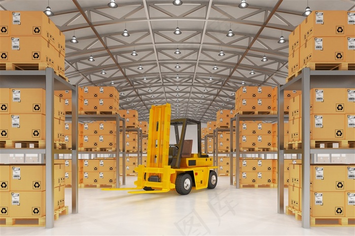 仓库中好多的纸箱
