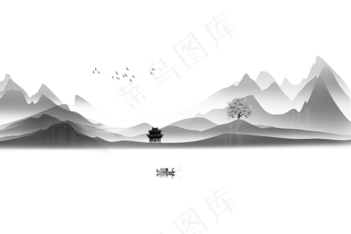 水墨山水素材 