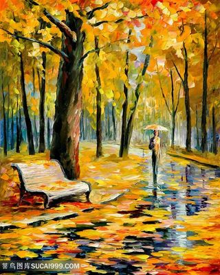 油画树林公园美景艺术挂画