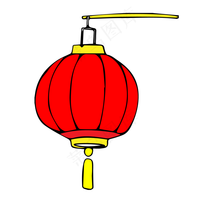 中国风 手绘 卡通元素 传统 复古红 灯笼装饰 PNG 免抠 