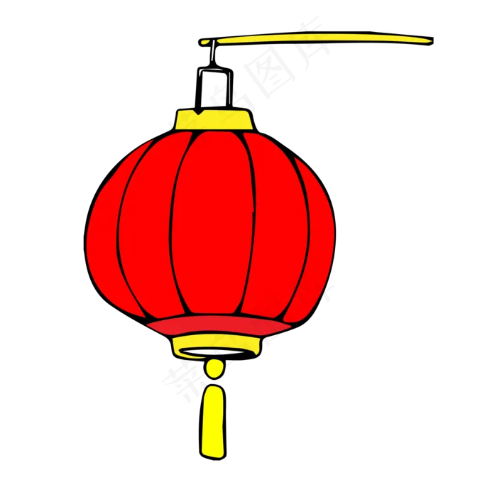 中国风 手绘 卡通元素 传统 复古红 灯笼装饰 PNG 免抠 