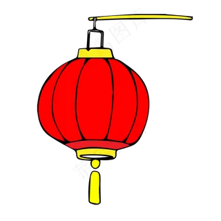 中国风 手绘 卡通元素 传统 复古红 灯笼装饰 PNG 免抠 