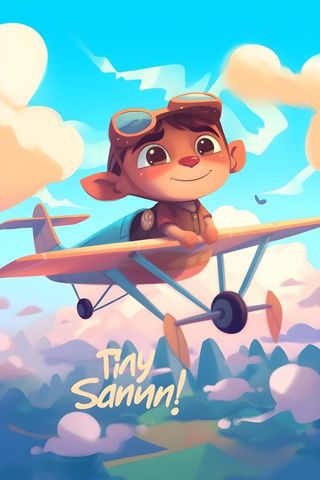 天空遨游飞机人物云朵晚霞插画背景