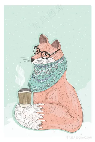 狐狸眼镜时尚插画