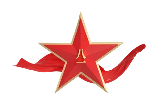 建军节红金立体绸带五角星