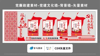 党建文化墙党建素材CDR预览图红色背景从严治党永远跟党走永葆先进性