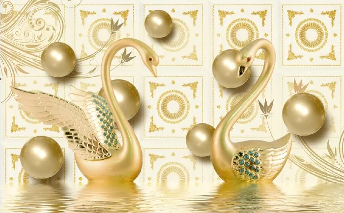 雕塑砖墙天鹅背景墙