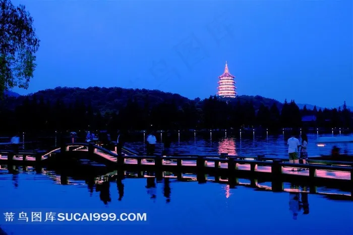 杭州西湖夜景摄影素材