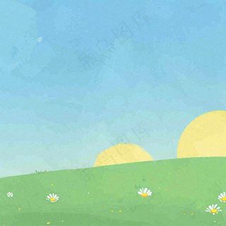 春天卡通手绘花草儿童节踏青春游