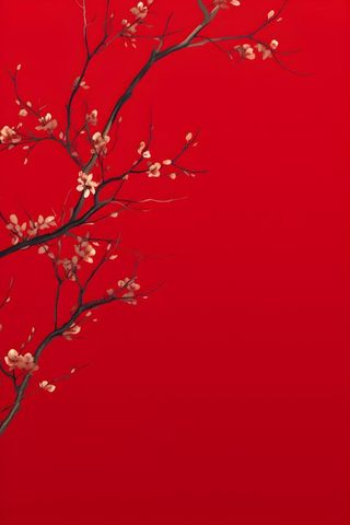 树枝简约红色背景