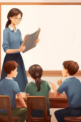 上课老师学生扁平插画背景