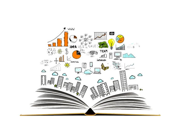 书本展开简笔线条画城市少儿兴趣班