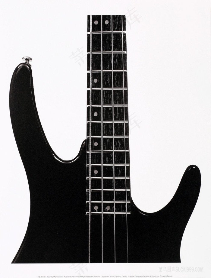 吉他黑色手绘插画