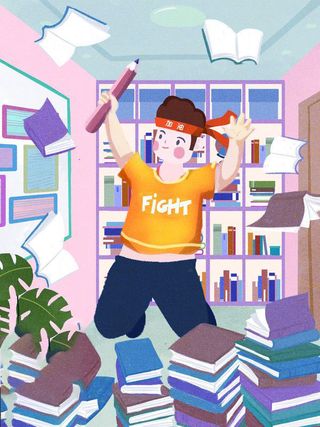 高考插画海报高考加油插画