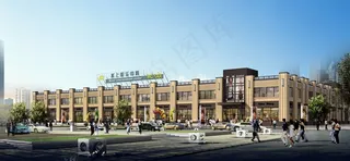 蓝天下的商场设计图片