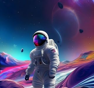 航天员太空紫色星空背景