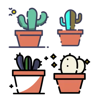 盆栽仙人掌矢量免扣素材