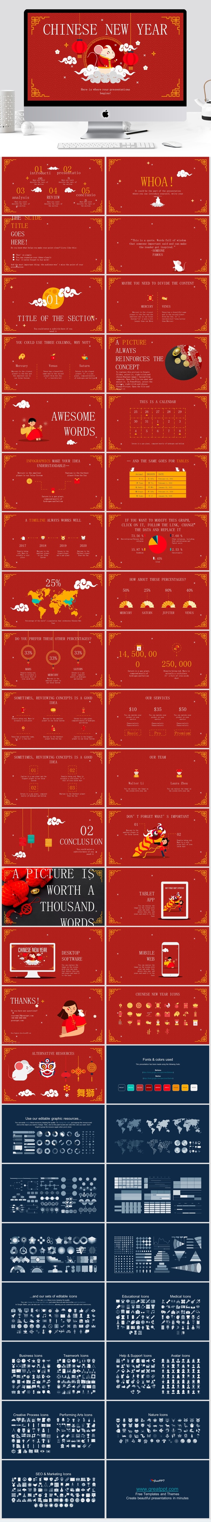 中国新年快乐PPT模板
