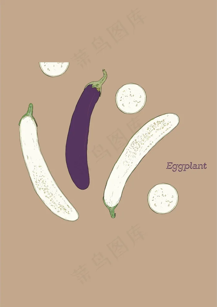 茄子切开切片cdr矢量模版下载