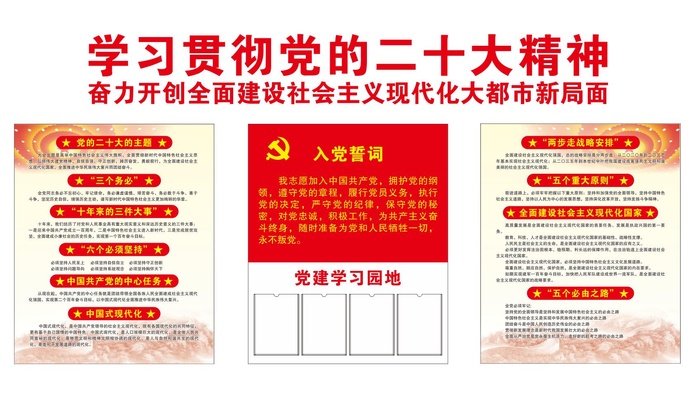 矢量二十大入党誓词党建文化墙cdr矢量模版下载