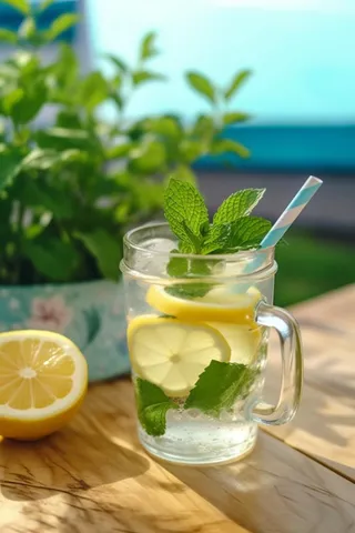 清凉夏日冰爽柠檬饮料背景