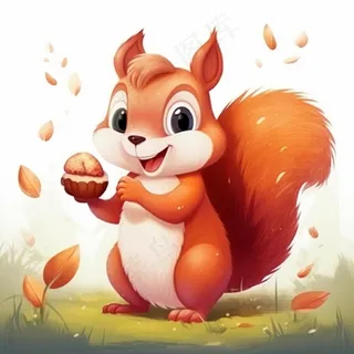 松鼠松果动物卡通插画素材背景