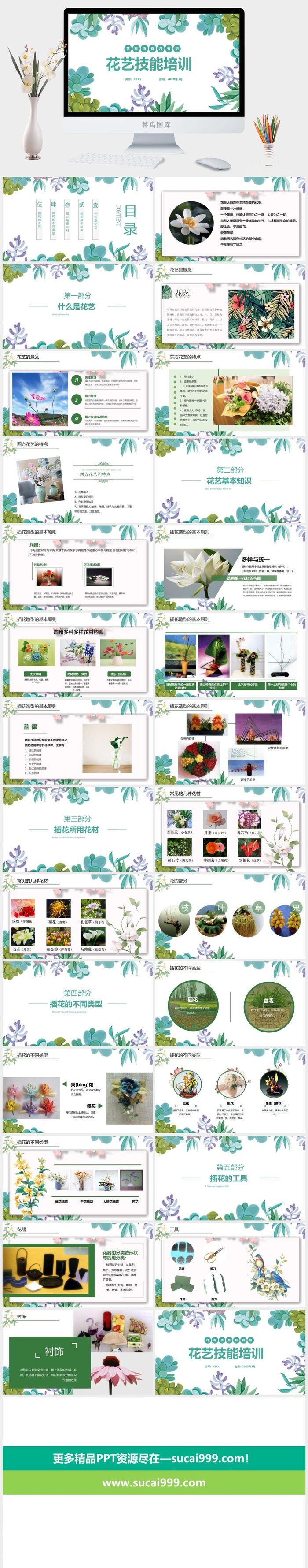 植物花卉多肉景观植物知识培训PPT模板