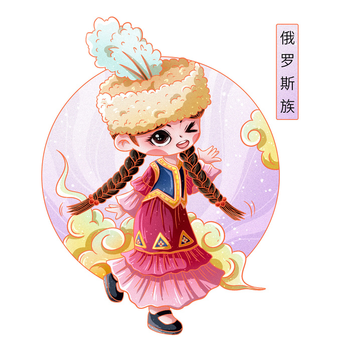 国潮Q版56个少数民族人物卡通形象服饰插画民族风服饰元素PSD素材psd模版下载