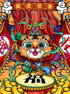 虎年中国风萌虎插画 虎年中国风萌虎插画