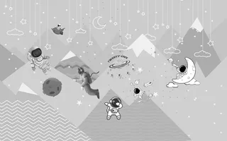 卡通儿童房背景墙壁纸壁画壁布 