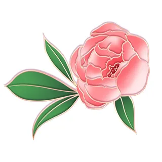 国潮风立体浮雕金边手绘花朵花卉PSD设计PNG免扣图片元素素材