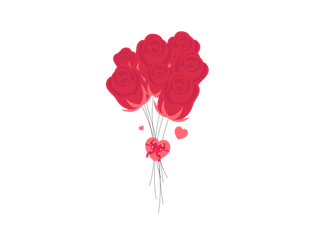 红色创意矢量 情人节 玫瑰花 花束元素