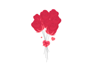 红色创意矢量 情人节 玫瑰花 花束元素