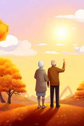 老人插画人物故事意境背景