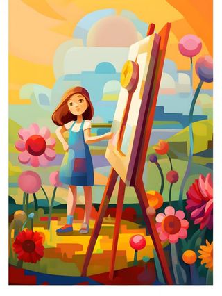 美术画画花朵插画背景