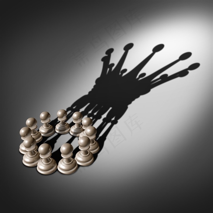 白色国际象棋投射的皇冠影子