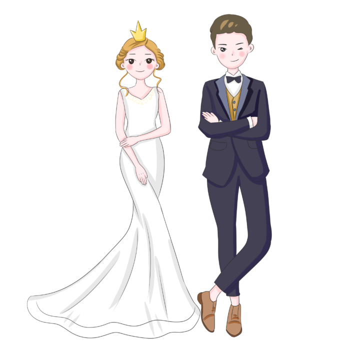 婚纱卡通人物婚礼白纱结婚婚纱摄影手绘
