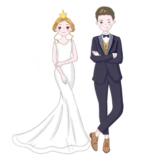婚纱卡通人物婚礼白纱结婚婚纱摄影手绘