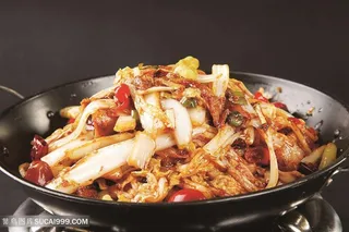 中华美食干锅娃娃菜摄影图