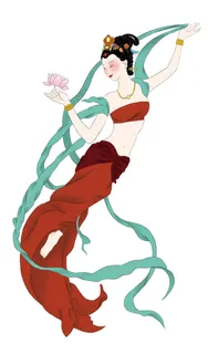 手绘国潮中国风古代敦煌神话飞天仙女美女古装人物插画PSD素材