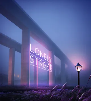 黑夜中的幻彩霓虹灯海报PSD分层素材