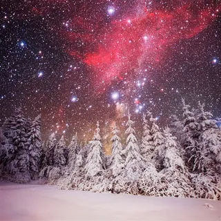 星空下的唯美冬季雪天风景 星空下的唯美冬季雪天风景