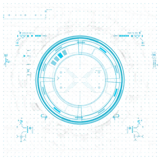 蓝色瞄准圆形科技kv主视觉素材