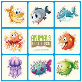 卡通动物不干胶标签贴纸