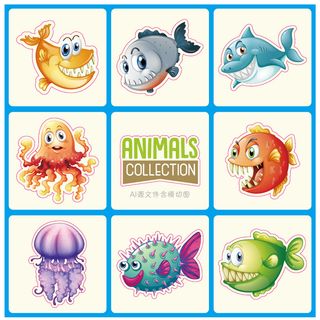 卡通动物不干胶标签贴纸