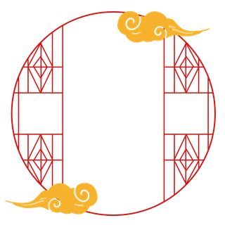 中国风中式传统祥云图案国潮古风边框云纹装饰元素PNG免抠素材图