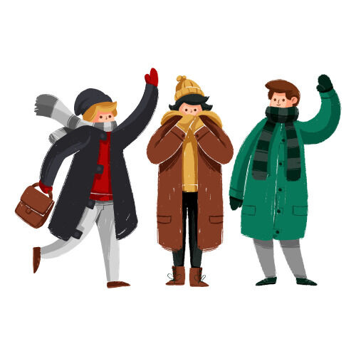 冬天服饰服装冬装穿冬装保暖冬季卡通人物男女装Ai矢量图片素材