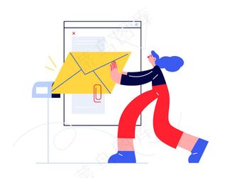 扁平风简笔画抽象奔跑人物插画